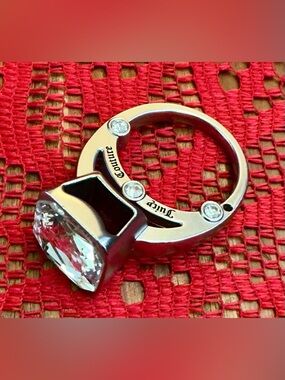 Juicy Couture Gunmetal Tone Crystal Accent Phone Ring